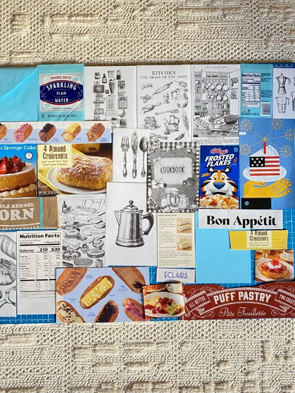 Foodie Junk Journal Kit – Curated Ephemera Pack - Blue